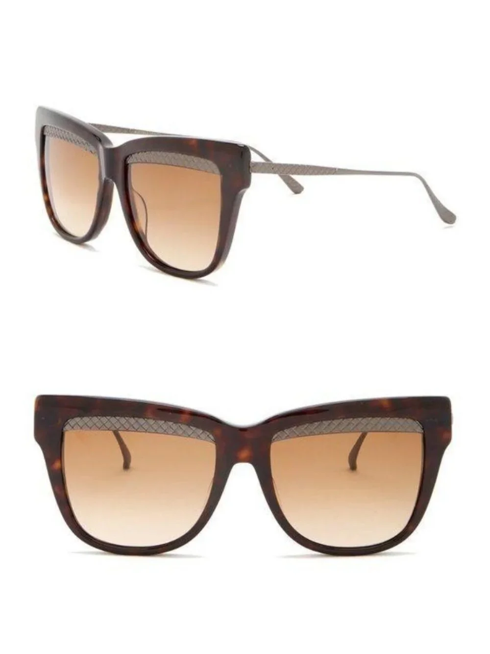 Bottega Veneta 53mm Cat Eye Sunglasses Havana Ruthenium Brown